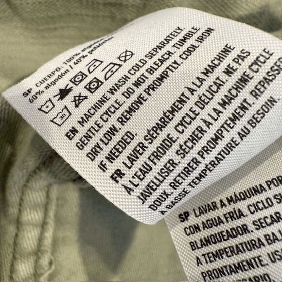 American Eagle Cropped Hooded Military Jacket Green Pockets Washed Out Size XL - Picture 8 of 12